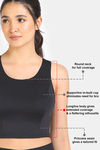 Zelocity Medium Impact Longline Padded Sports Bra - Jet Black — thumbnail 6